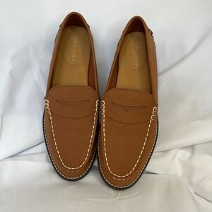 Sperry Women's Brown Leather Penny Loafer Shoes Classic Style Slip On